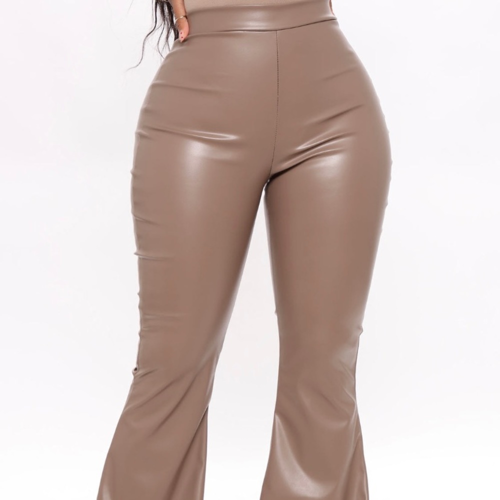 Nude Fashion Nova faux flare leather pants